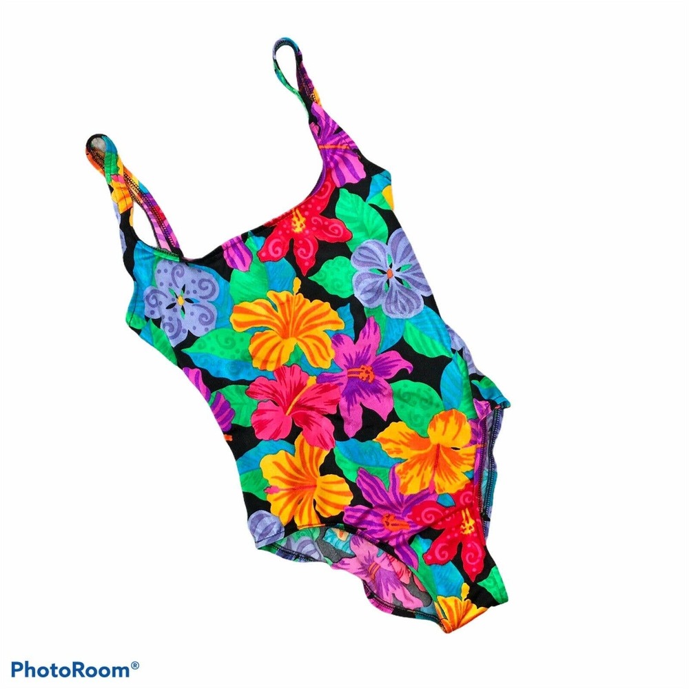 vintage Jantzen 80s swimsuit floral retro one piece size 10